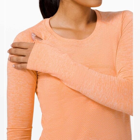 Lululemon Swiftly Tech Long Sleeve 2.0 Amber Orange / White - Picture 4 of 13